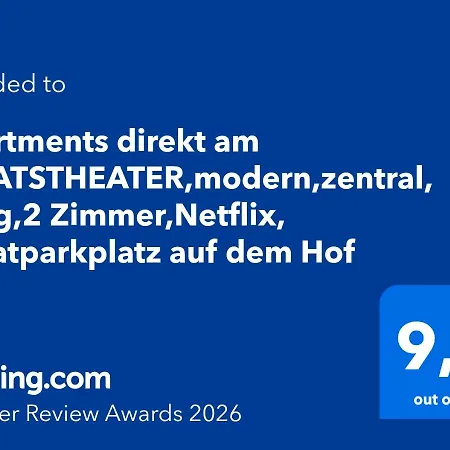Direkt Am Staatstheater,modern,zentral,ruhig,2 Zimmer,netflix,privatparkplatz Auf Dem Hof